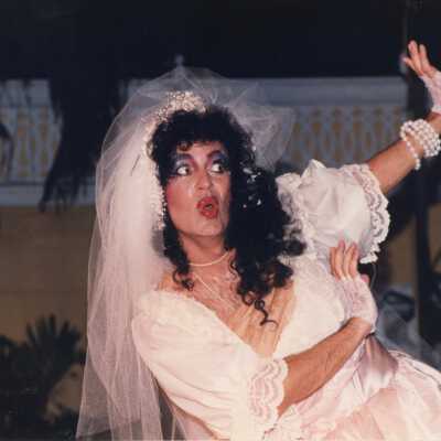 An unknown person dressed up.