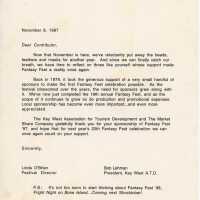          A letter to a contributor from Linda O'Brien and Bob Lehman.
   