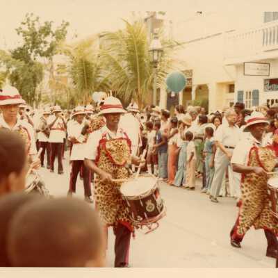A band playing in a parade