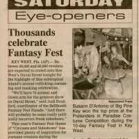 An article in the News Journal about Fantasy Fest that reads Thousands celebrate Fantasy Fest.