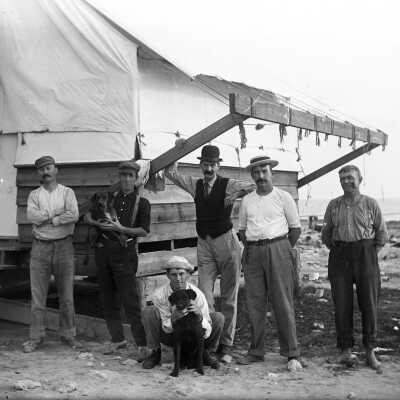 Workers in Front of Hospital Tent