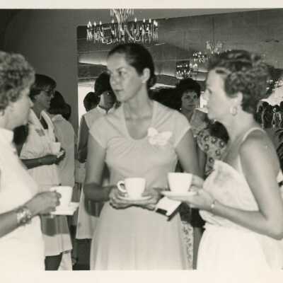 Woman at a party talking