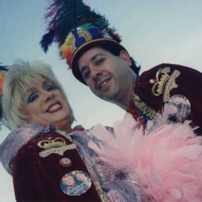 Unknown people dressed up.