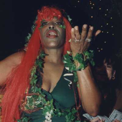 An unknown woman dressed up for the parade.