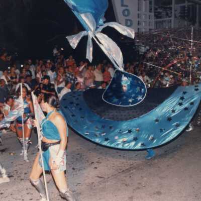 Unknown people dressed up in the parade.
