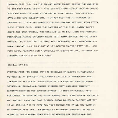 A schedule of events.