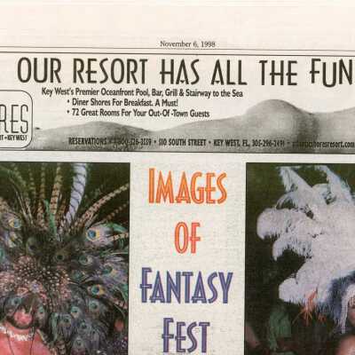 Multiple pictures of Fantasy Fest in the Celebrate newspaper.
