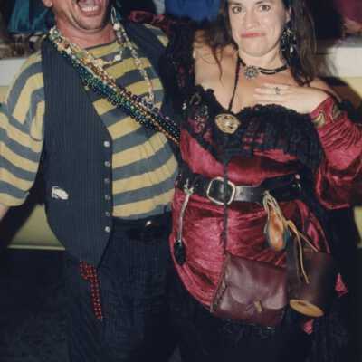 Unknown couple dressed up.