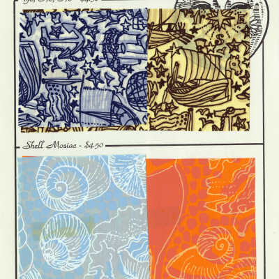 Key West Hand Print Fabrics Material Sample Page