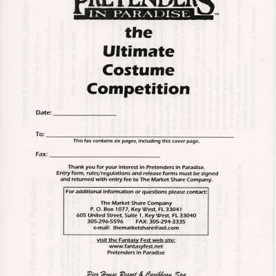 Pretenders in paradise, the ultimate costume competition entry form.