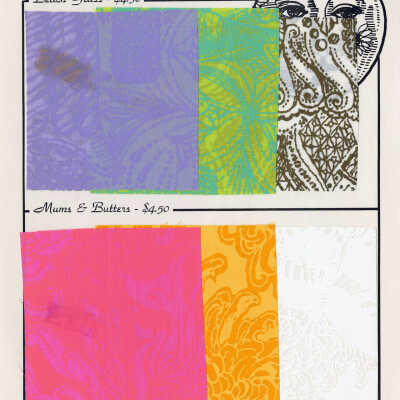 Key West Hand Print Fabrics Material Sample Page