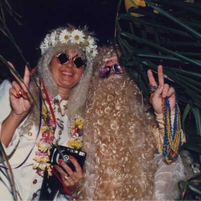 Unknown couple dressed up.