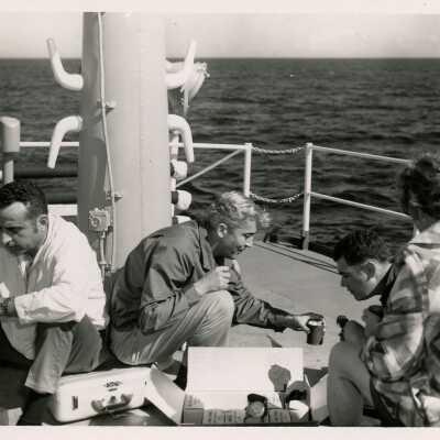 U.S. Navy men on a ship
