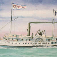 CITY OF KEY WEST Steamship watercolor