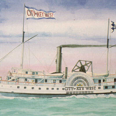 CITY OF KEY WEST Steamship watercolor