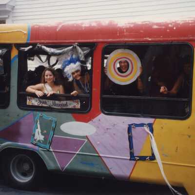 A bus that is decorated.