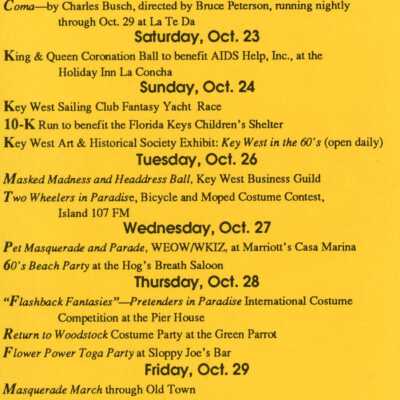 Preliminary schedule of events.