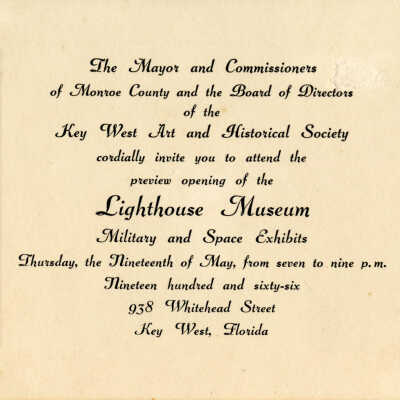 Invitation to Lighthouse Military Museum Opening