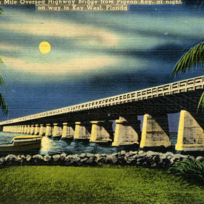 Seven Mile Bridge from Pigeon Key at Night