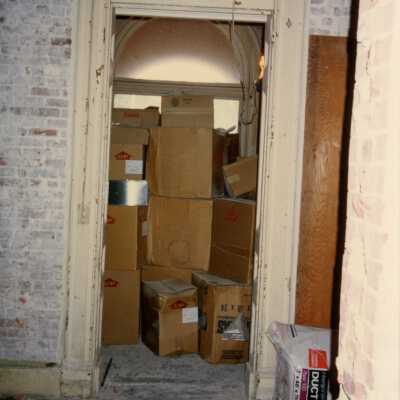 A room filled with boxes.