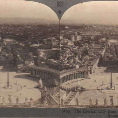 Stereoview of an aerial view of Rome
