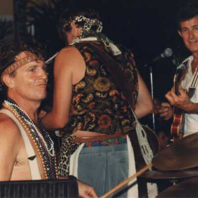 An unknown band playing.