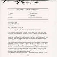          A fax to the editor from Penny Johnson regarding the last call for Fantasy Fest sponsors. picture number 1
   