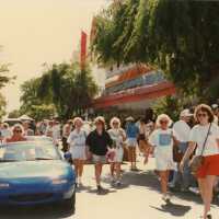 A group unknown people walking on Duval Street.