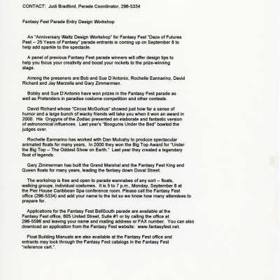 Fantasy Fest parade entry design workshop.