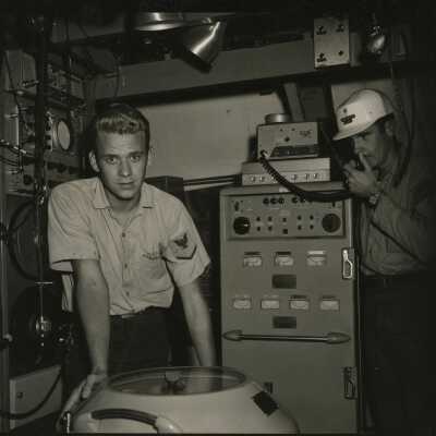 U.S. Navy men in a submarine