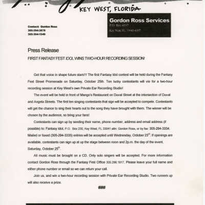 Fantasy Fest idol info.