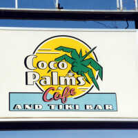 Coco Palms Cafe and Tiki Bar Sign