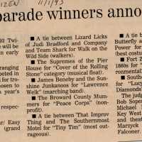 An article in the Key West Citizen about Fantasy Fest that reads Fantasy parade winners announced.