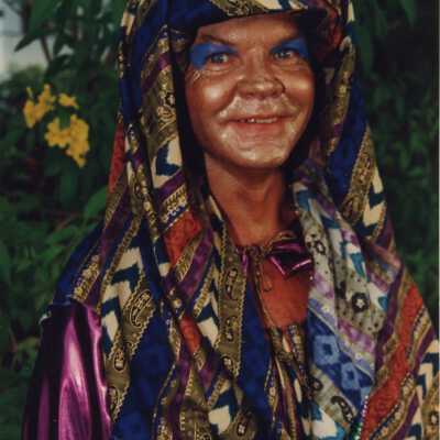 Unknown person dressed up for the Masquerade March.