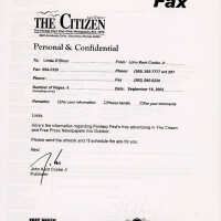          A fax to Linda O'Brien and John Kent Cooke Jr from the Key West Citizen regarding free advertising. picture number 1
   