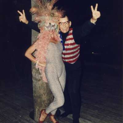 Unknown couple dressed up.