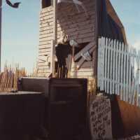 A float that is waiting for the parade to start.