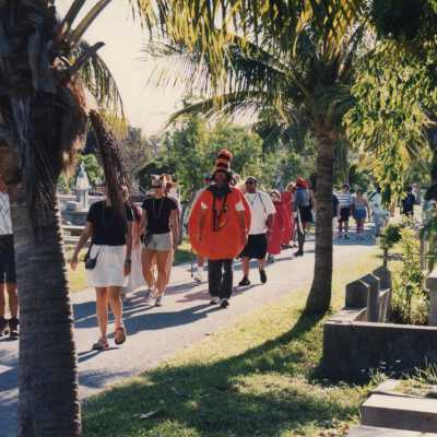 Unknown people dressed up.