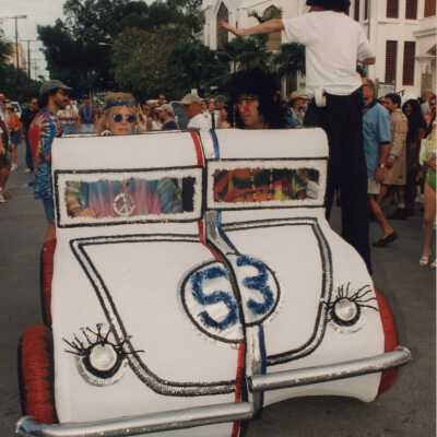 Two unknown people dressed up as car 53.