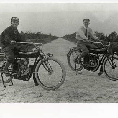 Two Men on Indian Motorcycles