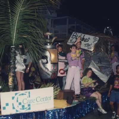 A float in the parade that reads Care Center.