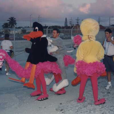 Unknown people dressed up.