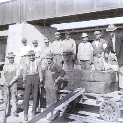 Unloading Timbers beneath Seven Mile Bridge