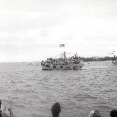 Shrimp boat decorated as "Sunset at Mallory Square"