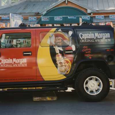 A Captain Morgan jeep.