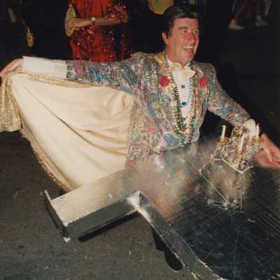 An unknown man dressed up in the parade.