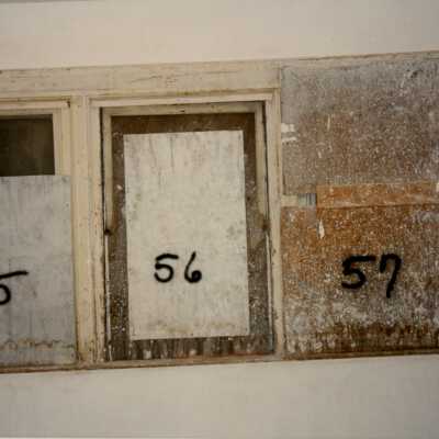 Three windows labeled with the numbers 55,56, and 57.