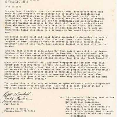 A letter to the editor of the Miami Herald, Keys edition from Bruce Frendah