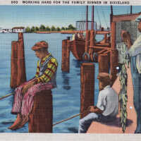 Boys on the docks with fishing poles