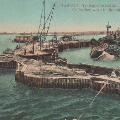 Habana. Trabajos de Extraccion del Maine. Cofferdam Work to Dig Out Maine.